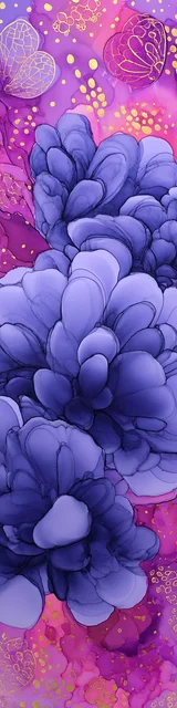 Free printable abstract cloud art bookmark featuring purple clouds on a magenta background